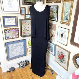 BAR by Melis Kazan Black Super Soft Stretch Jersey Sleeveless Maxi Dress Size XL